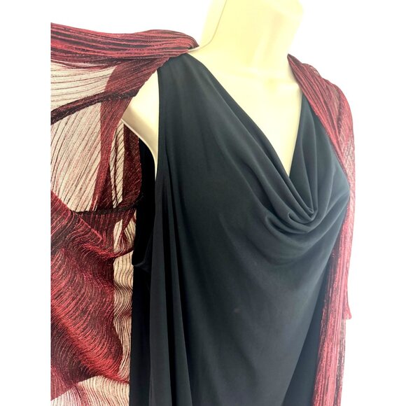 Red Black Shimmery One-Piece Jacket Dress Size 20W 2X Mother Of Bride Groom Plus - Picture 2 of 7